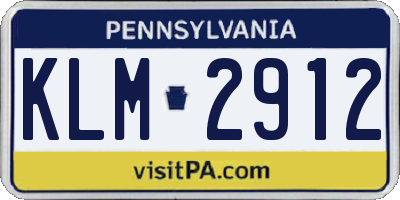 PA license plate KLM2912