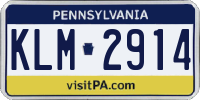 PA license plate KLM2914