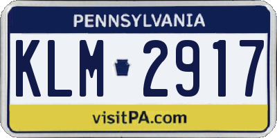 PA license plate KLM2917