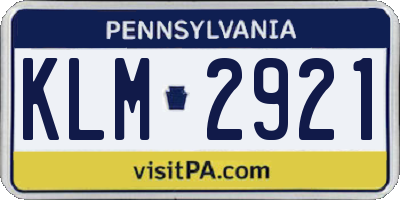 PA license plate KLM2921