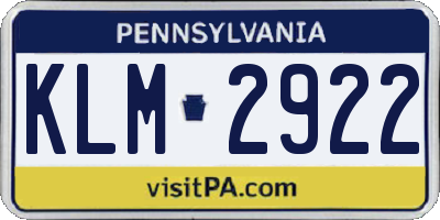 PA license plate KLM2922