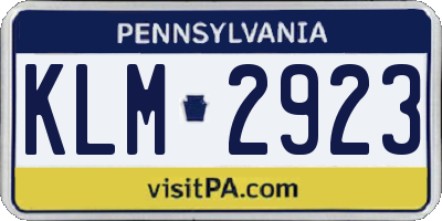 PA license plate KLM2923