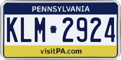 PA license plate KLM2924