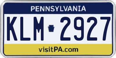PA license plate KLM2927