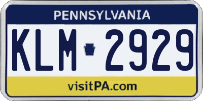 PA license plate KLM2929