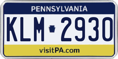 PA license plate KLM2930