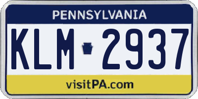 PA license plate KLM2937