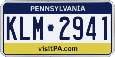 PA license plate KLM2941