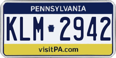 PA license plate KLM2942
