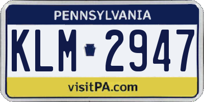 PA license plate KLM2947