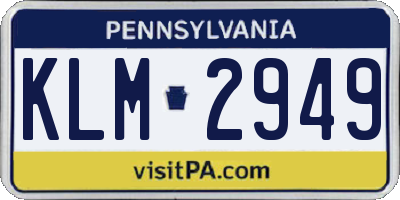 PA license plate KLM2949