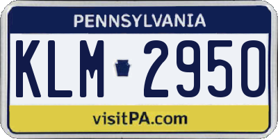 PA license plate KLM2950