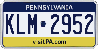 PA license plate KLM2952