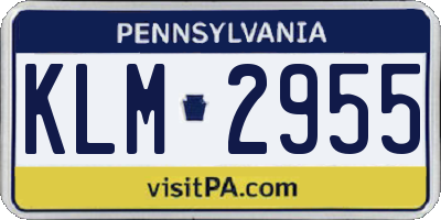 PA license plate KLM2955