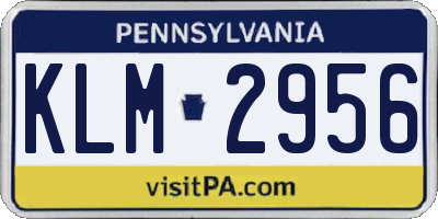 PA license plate KLM2956