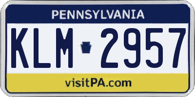 PA license plate KLM2957