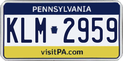 PA license plate KLM2959