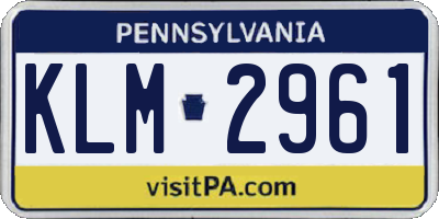 PA license plate KLM2961