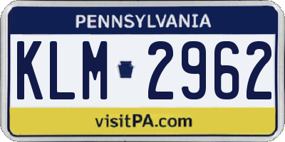 PA license plate KLM2962