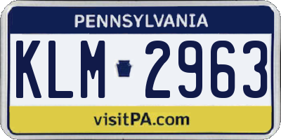 PA license plate KLM2963