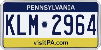 PA license plate KLM2964