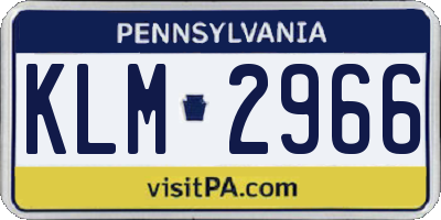 PA license plate KLM2966