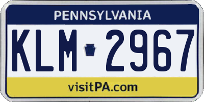 PA license plate KLM2967