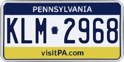 PA license plate KLM2968