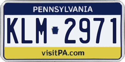 PA license plate KLM2971