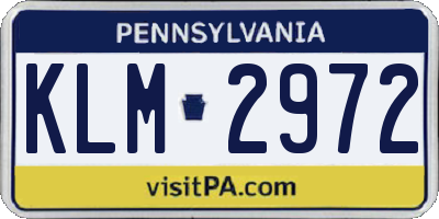 PA license plate KLM2972