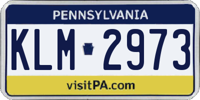 PA license plate KLM2973