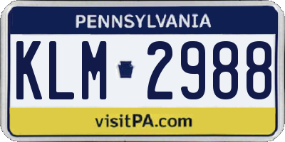 PA license plate KLM2988