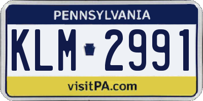 PA license plate KLM2991
