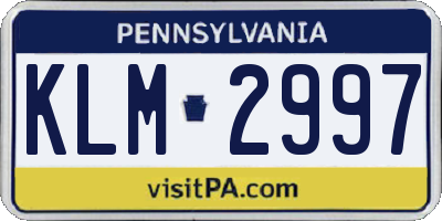 PA license plate KLM2997