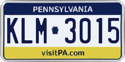 PA license plate KLM3015