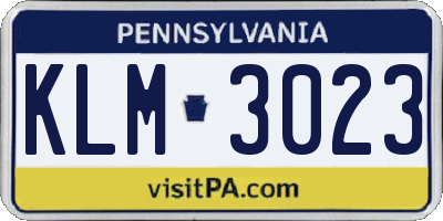 PA license plate KLM3023