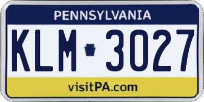 PA license plate KLM3027