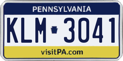 PA license plate KLM3041