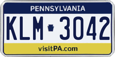 PA license plate KLM3042