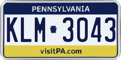 PA license plate KLM3043