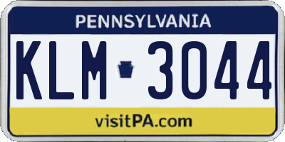 PA license plate KLM3044