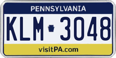 PA license plate KLM3048