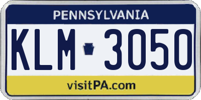 PA license plate KLM3050