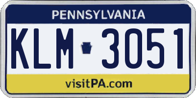 PA license plate KLM3051