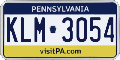 PA license plate KLM3054