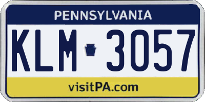 PA license plate KLM3057