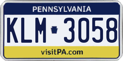 PA license plate KLM3058