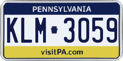 PA license plate KLM3059