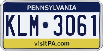 PA license plate KLM3061
