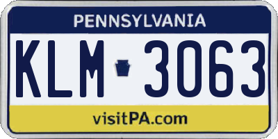PA license plate KLM3063